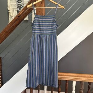 mata traders ivy dress small lavender stripe 100% cotton